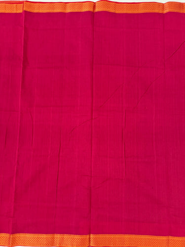 Handwoven Mangalgiri Cotton Saree | Magenta Pink | Gold Zari | Handwoven | Ships from California